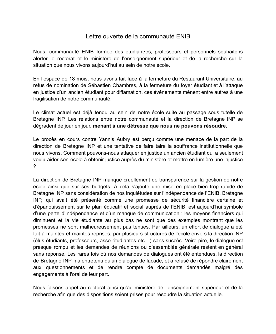 Vignette de la lettre ouverte numéro 2, il se trouve au format pdf.